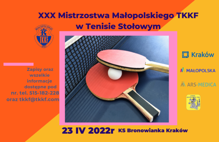 XXX Mistrzostwa Małopolskiego TKKF w Tenisie Stołowym 23.04.2022.